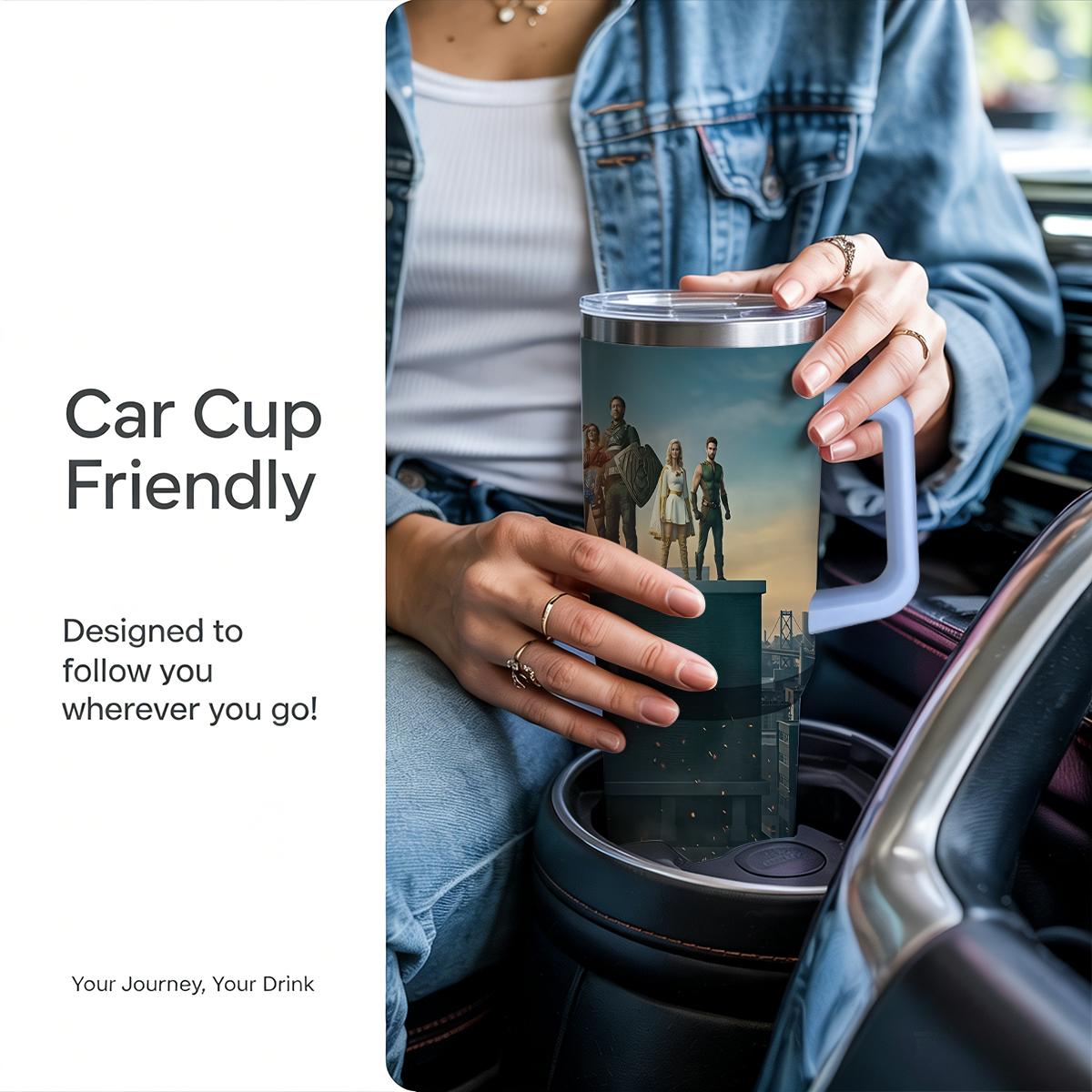 30 oz The Boys "The Seven" Series Insulated Tumbler, Ultimate Anti-Hero Travel Mug with Superhero Graphic, Comfort Handle & Straw, Perfect Gift for Sci-Fi Series Fans, Season 5 Celebration Edition