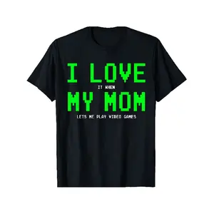 I Love My Mom Let Me Play Video Games Graphic T-Shirt - Funny Gaming Tee for Teens Boys, Men, Mom - Soft Breathable Shirt - Birthday/Christmas Gifts for Gamers - Sizes S-XXXL - Lightweight Everyday & Gaming Apparel, Birthday Presents, Casual Wear, Short S