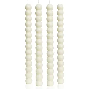 Ivory Tall Taper Candle Stick Candles Spiral Taper Candles-Set of 4 for Decoration Weddings-Unscented Candles,10inch(D-Ivory-new)
