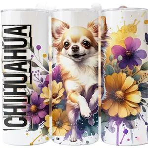 Chihuahua flowered 20 oz stainless steel tumbler Drinkware