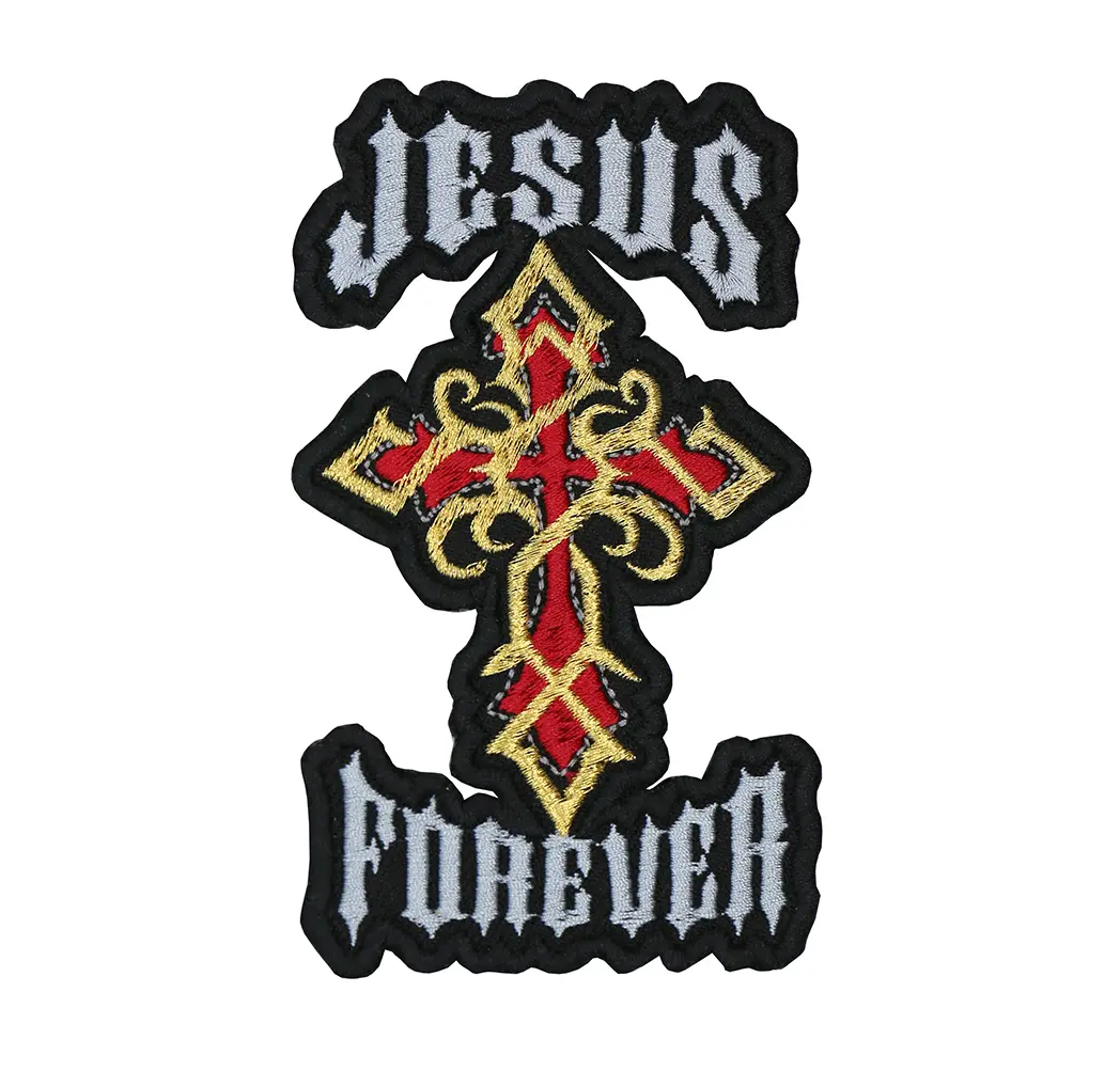 Jesus Forever Cross embroidered patch