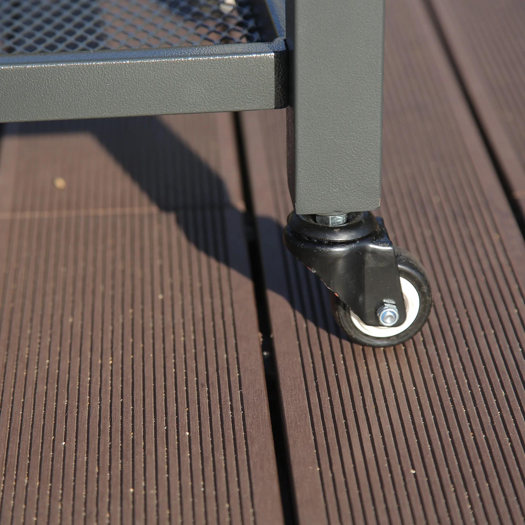 Moveable Outdoor Kitchen BBQ Worktable Trolley 42" W X 22" D 3 Storage Shelves Grill Cart Table Wheels Hooks for Food Parks