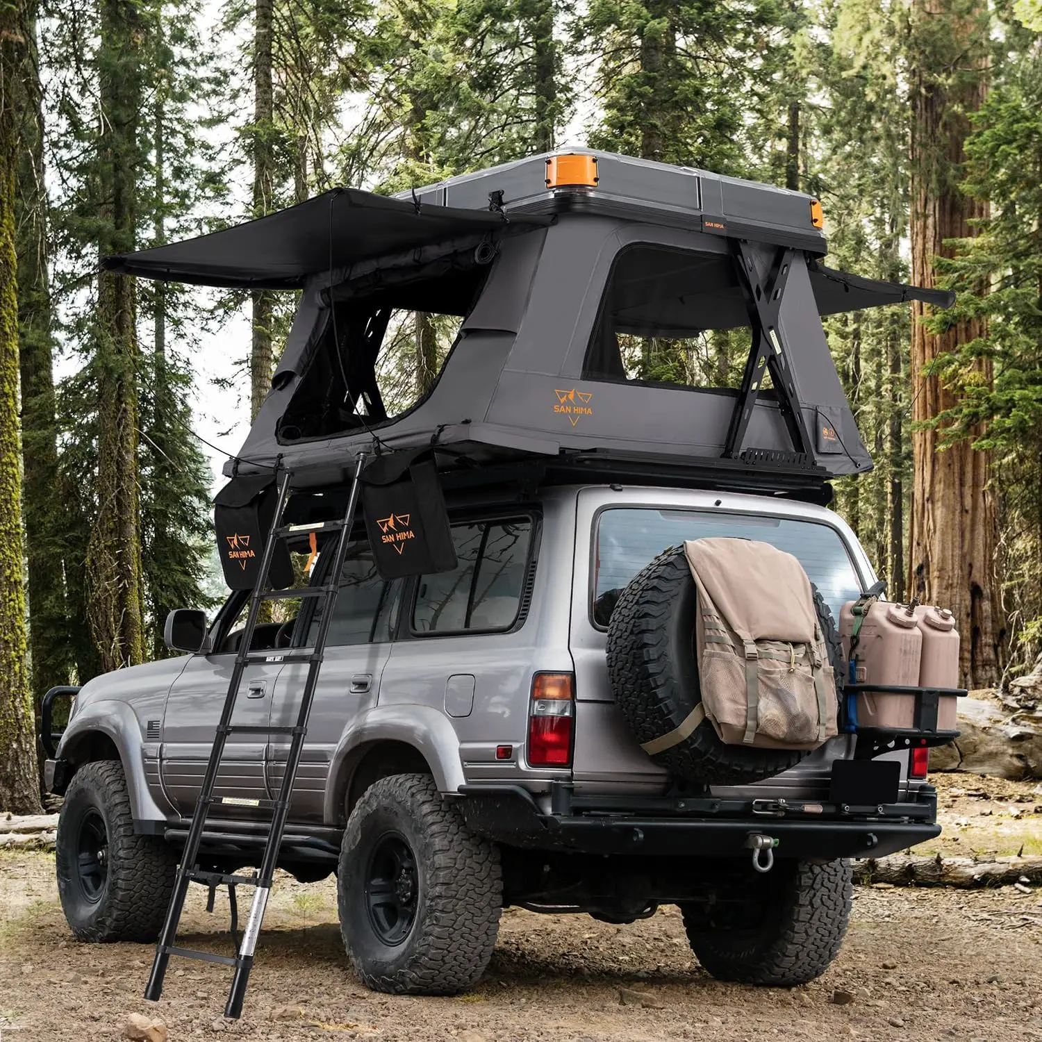 SanHima Electric Rooftop Tent Hard Shell - Kosci E-Rise Overland Aluminium Automatic Roof Top Tent, w/Skyview Roof & Anderson Plug, for Car SUV Truck Camping, 2-3 People