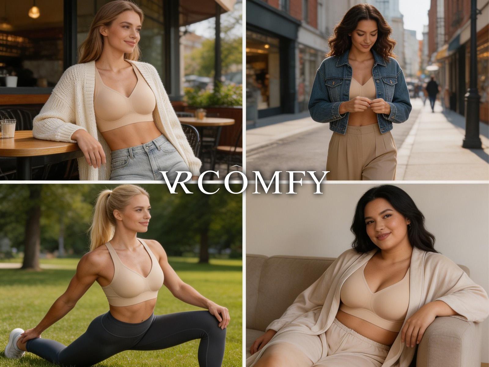 VRCOMFY  Women's Jelly Bra  Wire-Free Full-Cup Pushing-Up Bra  Seamless Lifting Bra  Full-Coverage Lifting Plus-Size Bra  Comfortable Lifting Everyday Bra