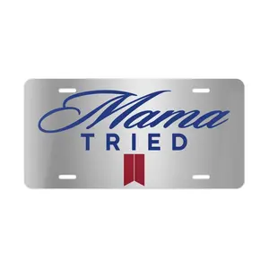 Mama Tried Michel0b Style License Plate, Car Accessories, Vanity Gift - Lightweight Aluminum, Pre-Drilled holes, Easy Installation