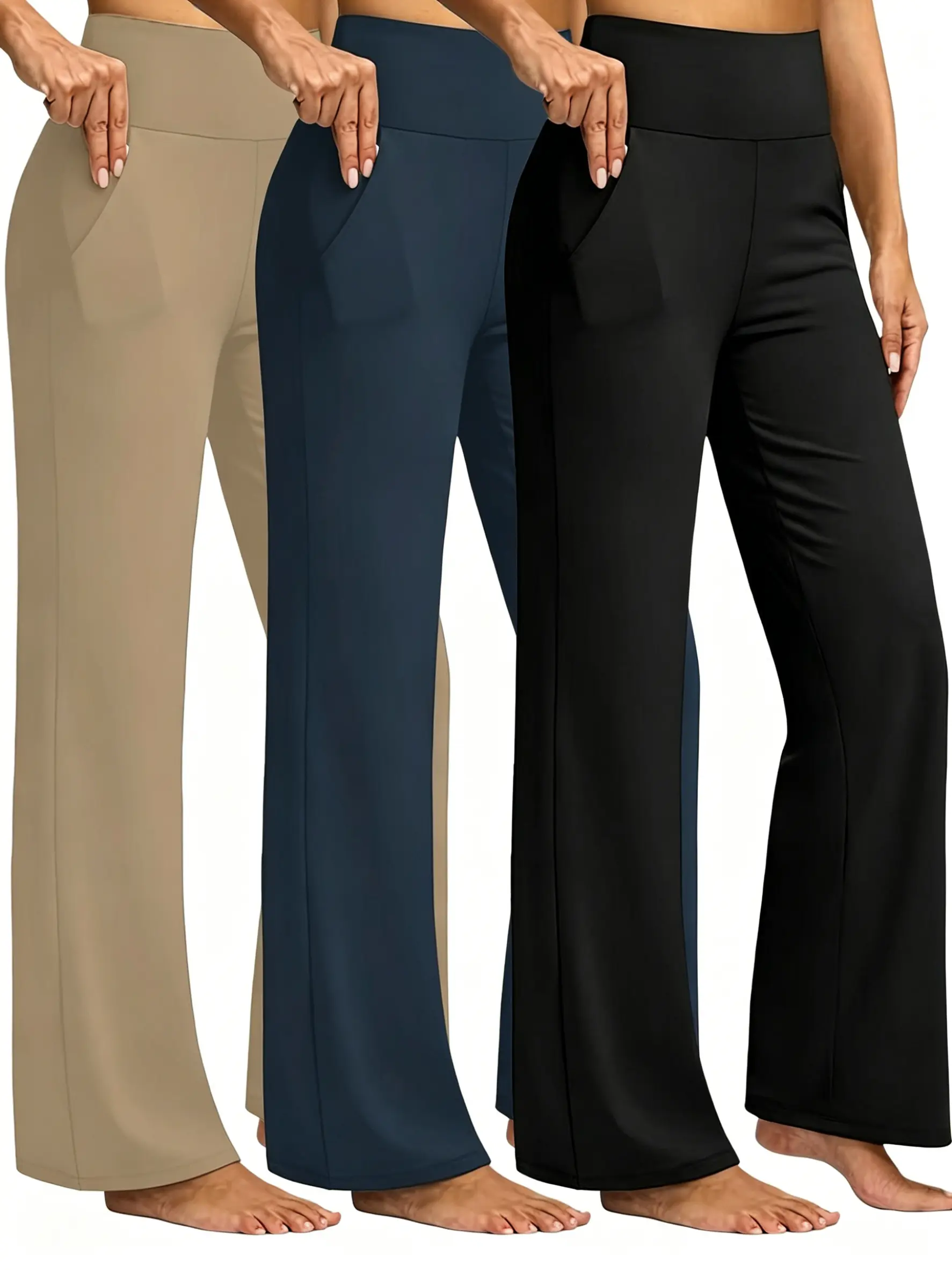 Women's loose plain-color sport pants, suitable for yoga and fitness, home-based relaxation, daily commuting. Versatile and simple for all seasons. Sporty and casual pants for daily use. Women's straight-leg pants, daily pants.