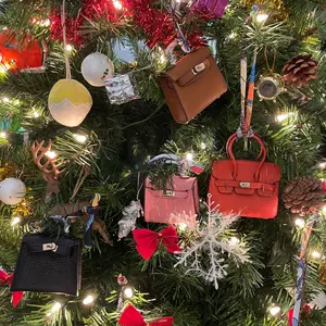 Handmade Christmas decoration supplies, mini leather bag pendants, Christmas tree accessories, small Christmas ornaments, miniature and cute gifts