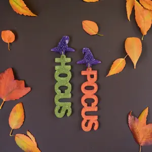 Hocus Pocus Resin Glitter Halloween Earrings
