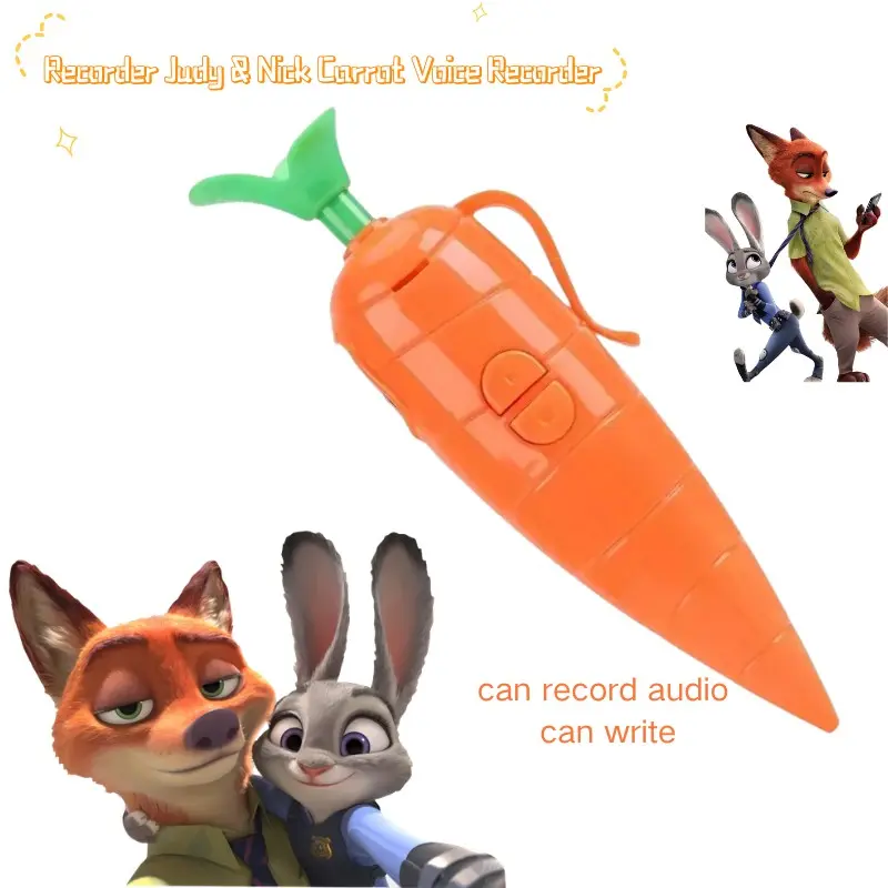 Judy & Nick Carrot Voice Recorder Electronic Sound Toy Can Write Graffiti Ballpoint Pen Novelty Voice Recorder Pen Gift
