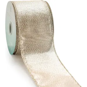 Champagne  Metallic Wired Ribbon 2.5 inch x 10 Yards for Christmas  Decor Tree Topper Bow  Wrapping DIY s Wreath Garland Wedding