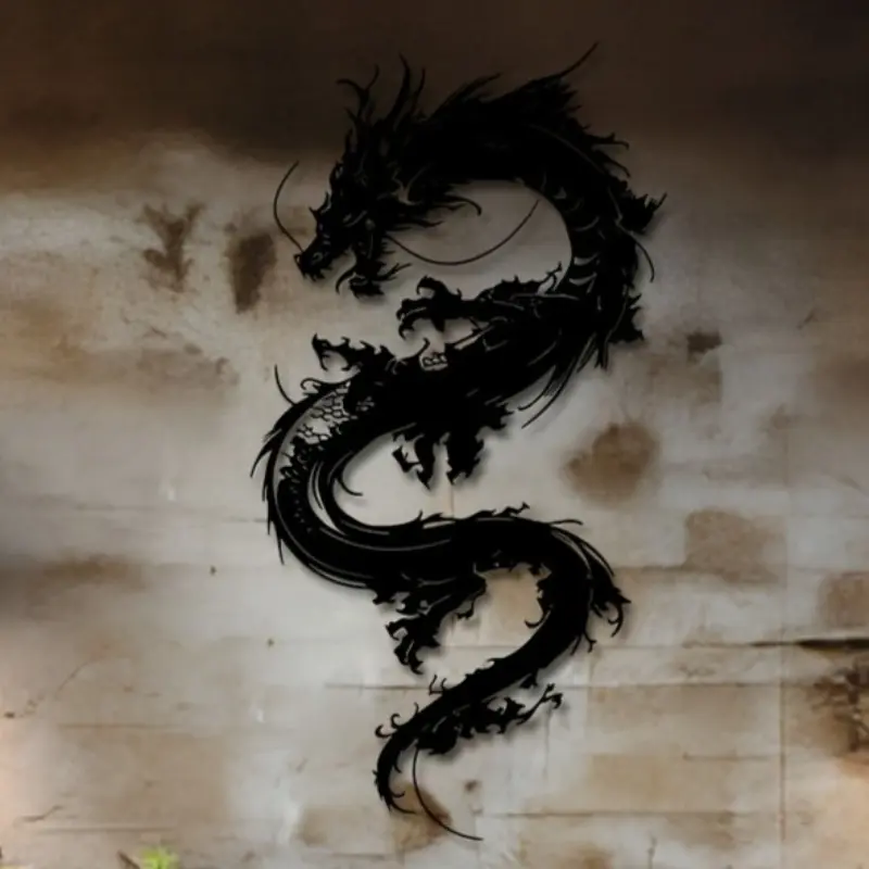 1 piece of Oriental Dragon metal wall sculpture art decoration iron wall art, Artistic black dragon design, suitable for homes, courtyards, balconies - suitable for new homes, weddings, Mother's Day, Easter, Christmas decoration, dragon decoration