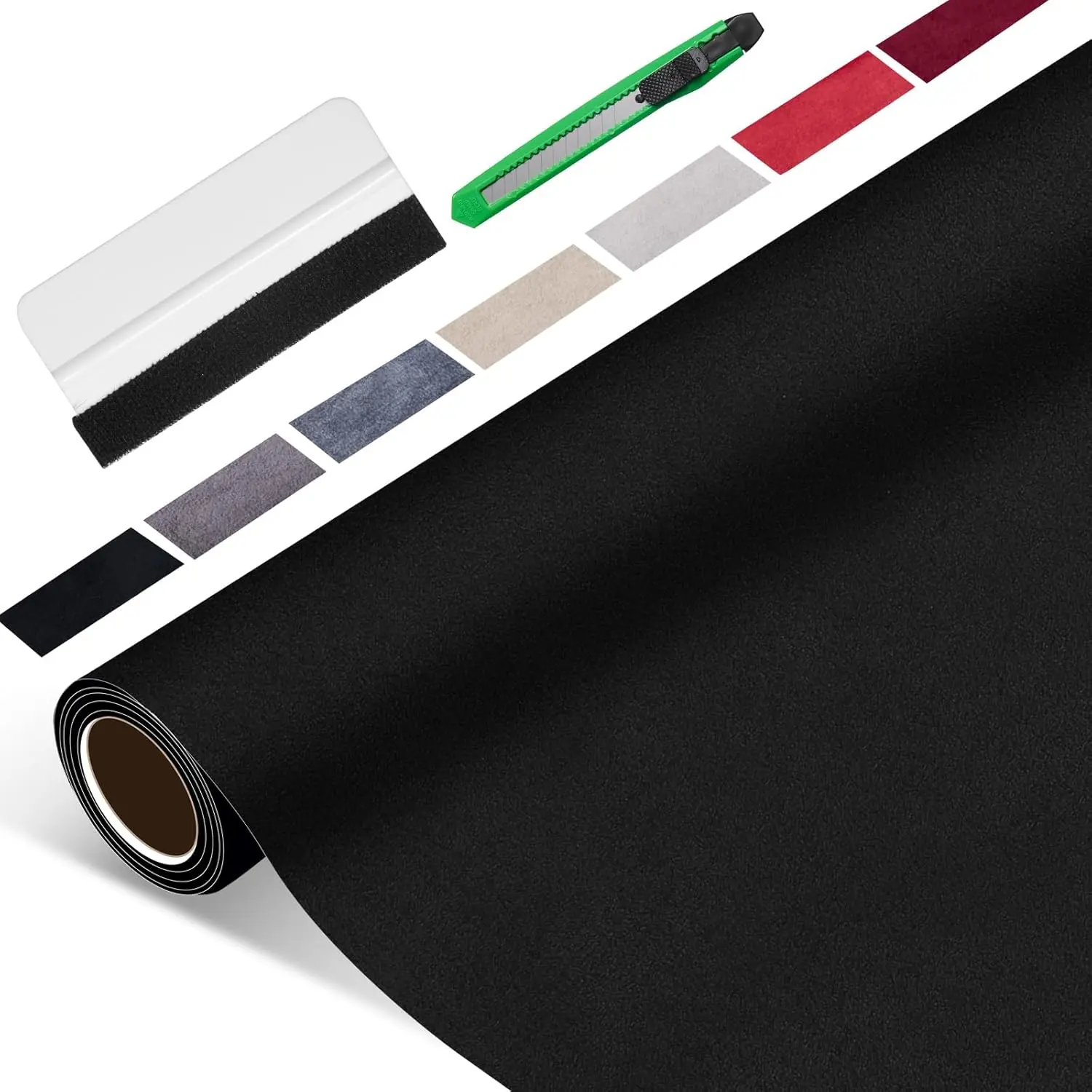 Suede Wrap for Car Interior 16" x 59" - Black Self Adhesive Suede Fabric, Easy Peel Suede Interior Wrap for Car & Home Decor