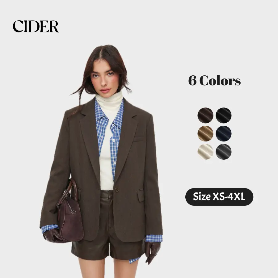 Cider Notched Collar Oversized Blazer Casual Trendy Outfits SohoChic Cider Notched Collar Oversized Blazer Casual Trendy Outfits SohoChic