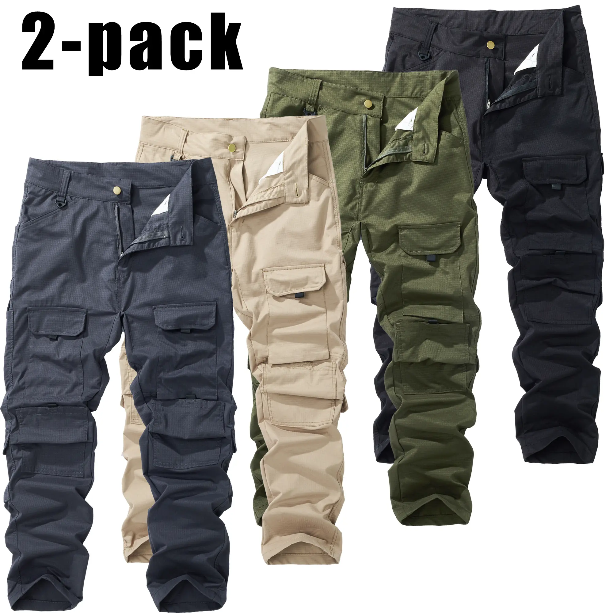 Men’s casual cargo pants—breathable, comfortable outdoor long pants with multiple pockets, suitable for hiking and camping; American casual style; men’s cargo long pants for all seasons; black men’s work cargo pants.