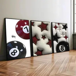 HypeBeast Wall Art Poster Set of 3 | 8 Ball Trendy Prints | 3D Room Decor Bundle | Minimalist Hypebeast Posters