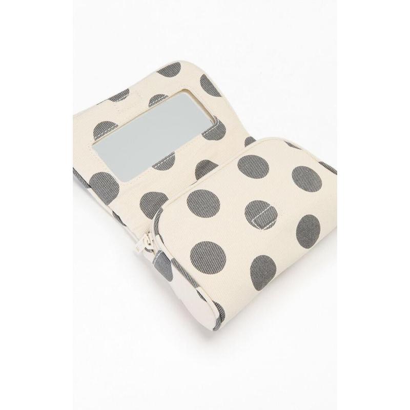 John Galt Women's Black & White Polka Dot Makeup Bag