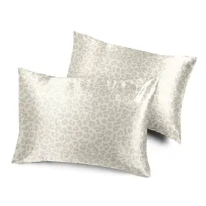 Sweet Jojo Designs Gold and Taupe Satin Luxury Cheetah Print For Hair and Skin Pillow Cases Standard Queen Pillowcase Sham Cover Set For Bed Decorative Accent 2 pc. Soft Silky Shiny Leopard Shimmer