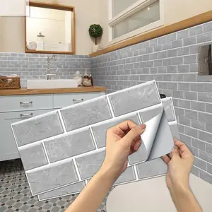 Vintage Tile Stickers (12pcs/24pcs/48pcs), Peel-And-Stick PVC Wall Tiles, Kitchen & Bathroom Countertop Decorative Stickers, Self Adhesive Tiles