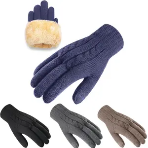 Winter Gloves for Men Wool Thermal Fleece Touchscreen Knit Warm Snow Gloves