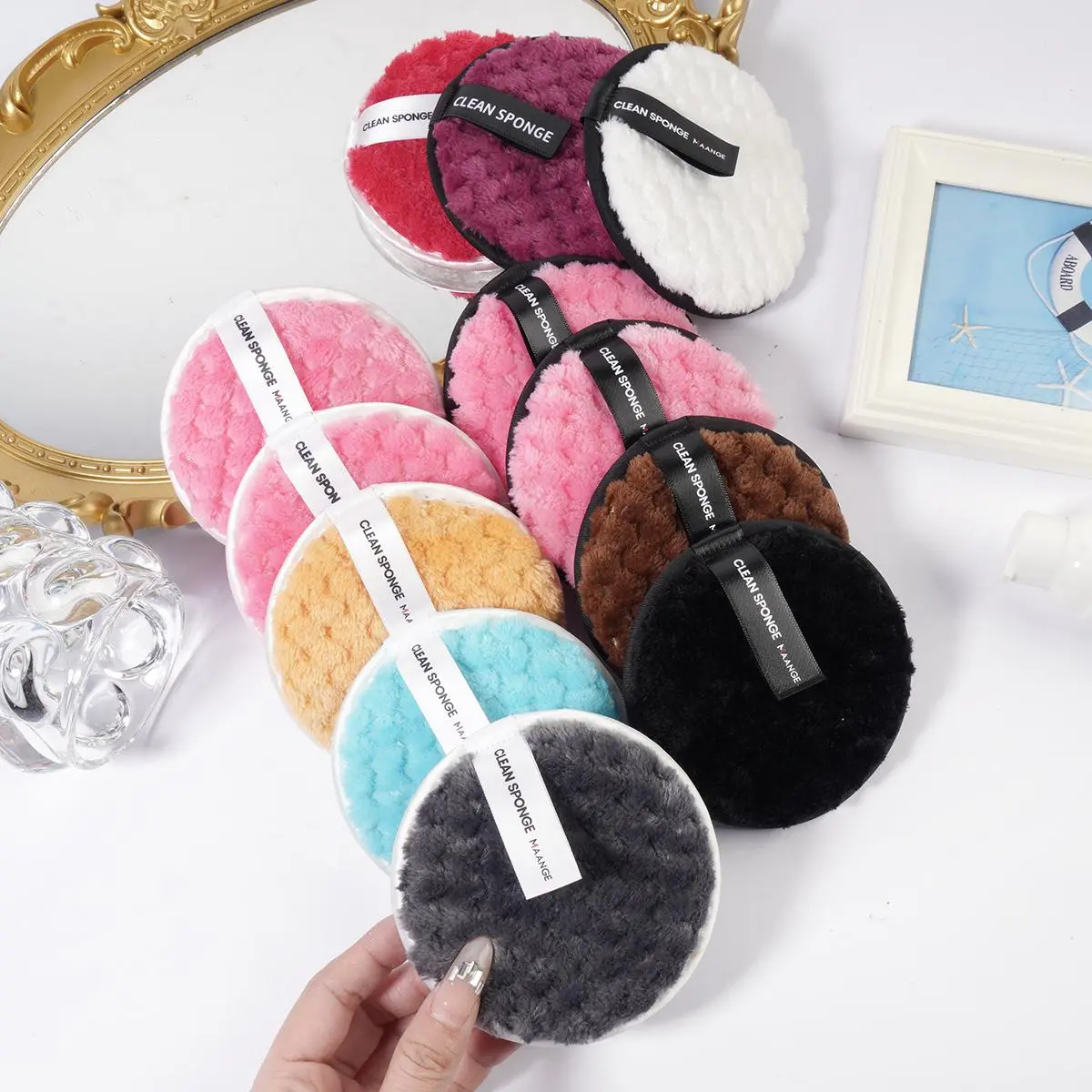 Reusable Makeup Remover Pads, 12pcs/set Soft Facial Cleansing Pads, Make Up Remover Pads For Face, Gentle Facial Cleansing Tools, Facial Makeup Removing Tool for Women, Hypoallergenic Makeup Remover