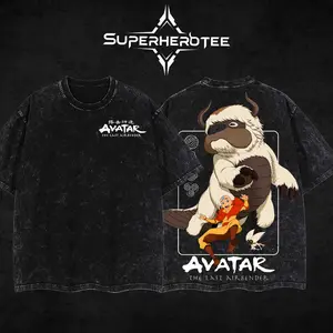 [ superhero tee ] Avatar Team Adult Avatar Aang Zuko Double Printed Oversize Tshirt Sweater Hoodie heavytweight Acid Washed Tee TV Show Graphic Top Cotton Gift T-Shirt For Comic Lover, Gift T-Shirt For Movie Lover toph