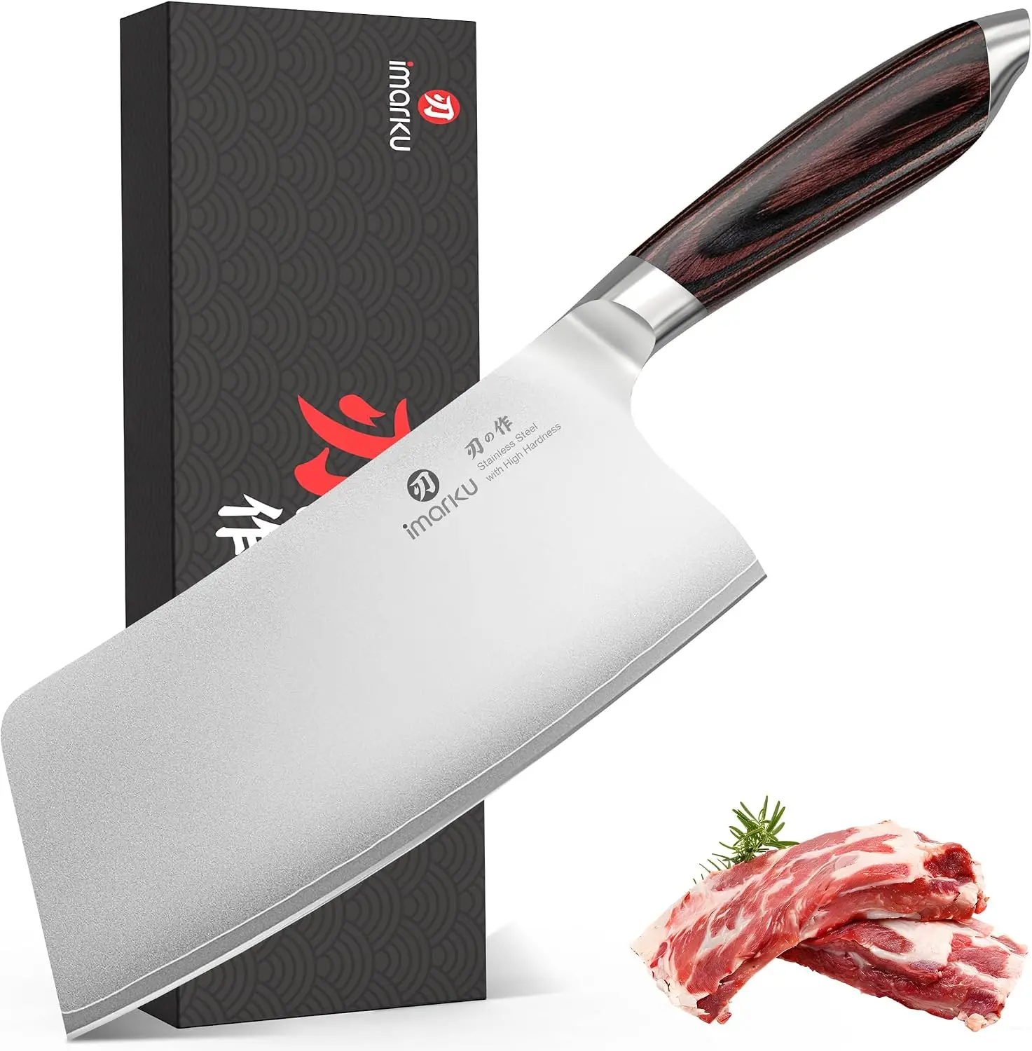 Imarku Cleaver Knife 7.5 Inch - Japanese High Carbon Stainless Steel Chopping Knife & Meat Cleaver with Ergonomic Non-Slip Pakkawood Handle for Home Kitchen & Restaurant, Gift for Men & Women