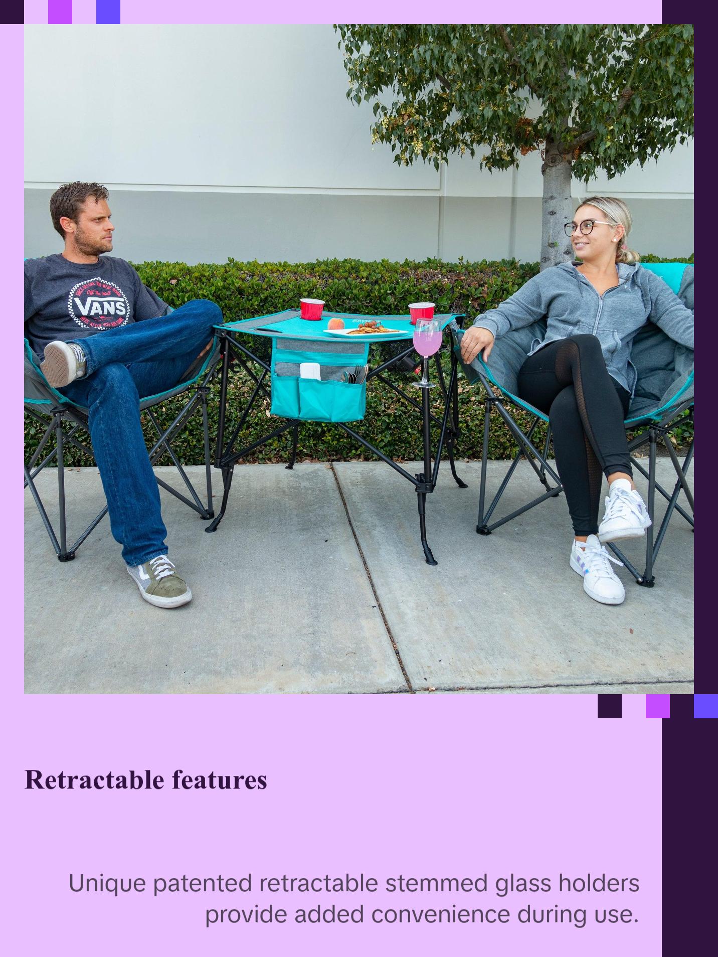 Adjustable Height Folding Wine Table | Teal