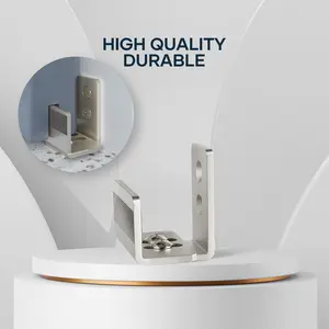 EaseLife-Sliding Door Bottom Floor Guide,U Shape,Flexible Adjustable Fit Distance,Flush Flat Bottom Design,Wall Mount System,for Door & Cabinet,Brushed Nickle Elegant