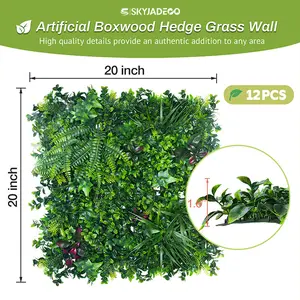 Grass Wall Panels Backdrop Wall, Artificial Fake Grass Wall Green Decor 20"*20" 6PCS,Privacy Screens and Panels Decorative Plants