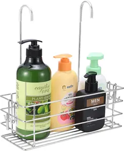 Shower  Hanging Shower Rack SUS304 Stainless Steel Hanging Shower Orangizer with Hooks Over The Door, Shampoo Basket Storage (Single-Layer)
