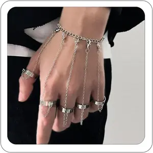 Punk Tassel Bracelet With Slave Finger Rings Gothic Hand Harness Hip Hop Kurapika Chain for Women