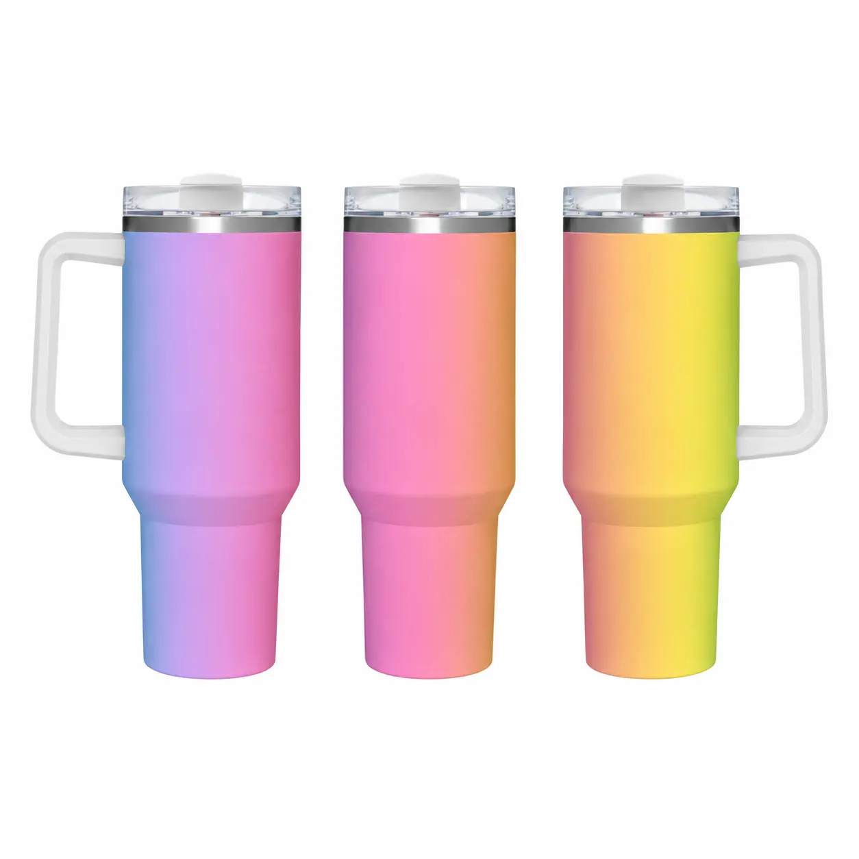 40oz Stylish Gradient Pastel Pink-Orange Stainless Steel Tumbler - Insulated Water Bottle with Handle, Double-Wall Vacuum Insulation, Leak-Proof Straw Lid, 24H Cold/12H Hot Retention, Car Cup Holder-Friendly, BPA-Free, Portable for Gym Travel