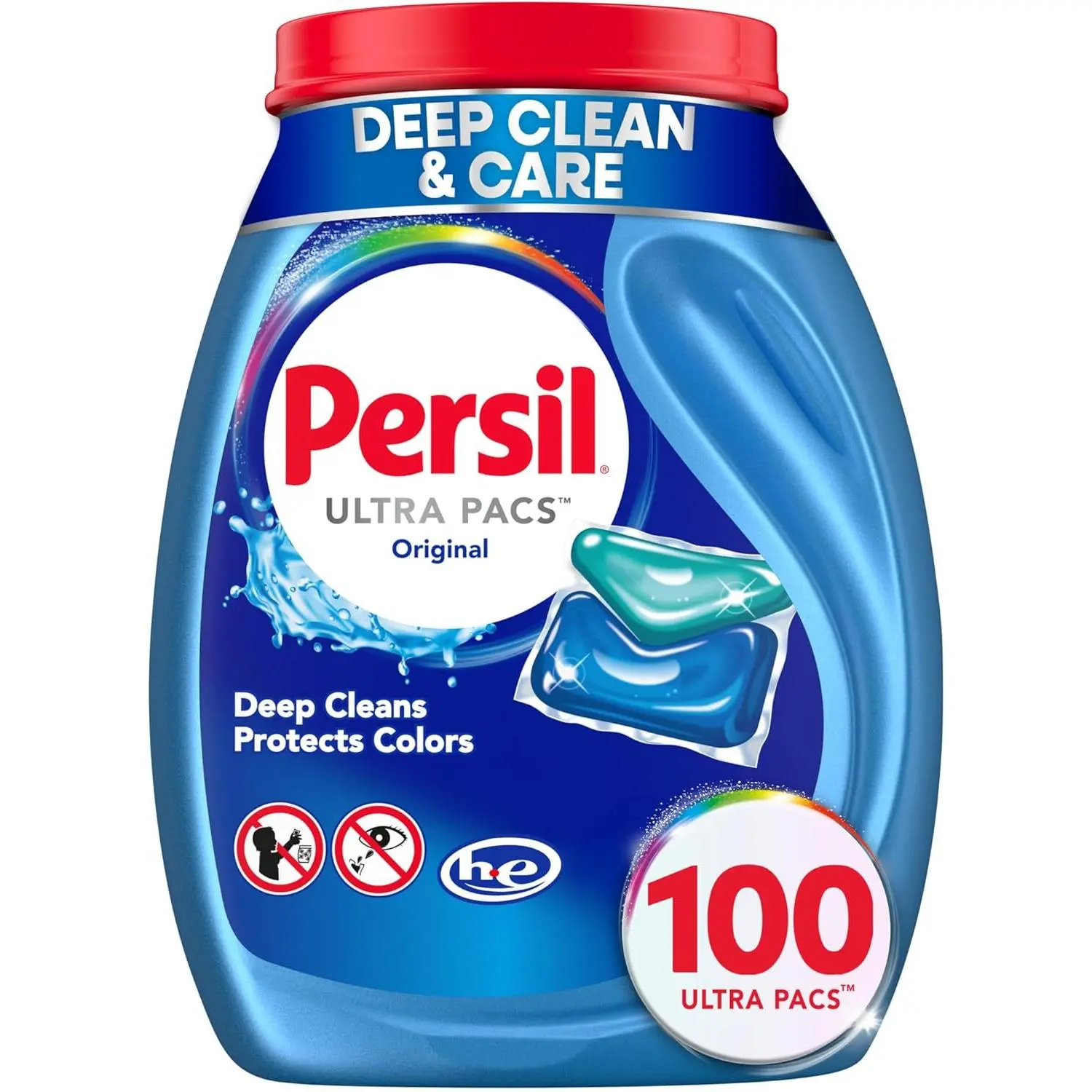 Persil Ultra Pacs Original Everyday Clean Laundry Detergent, 100-Count Mess-Free Ready-to-Use Single-Dose Soap, HE-Safe Deep Clean for Colors & Whites, All Water Temperatures Fabric Care, Mess-Free Laundry Detergent, Ready-To-Use Laundry Detergent