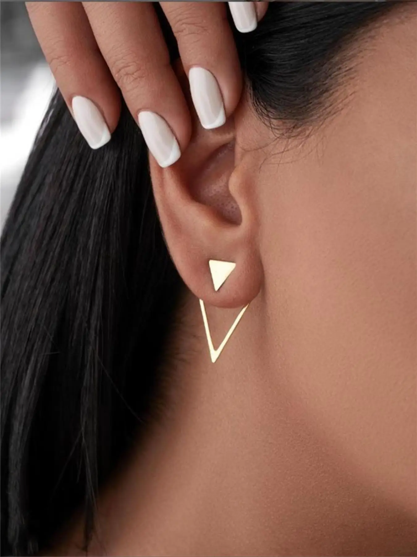 Geometric Design Earring Jacket for Galentinesparty, Summer Outfits 2024 Retro Triangle Earrings for Women, Clean Girl Jewelry for Daily Use