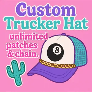 Custom Trucker Hat - Custom Patches & Chain Available, Multi-Patch Design.