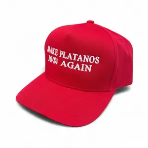MAKE PLATANOS 10/$1 AGAIN 5 PANEL SNAPBACK Red Baseball Cap with Embroidered Logo, Adjustable Fit, Unisex Cotton,
