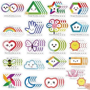 100 Pack Sensory Strips  Mindfulness Breath Calm Stickers Adhesive Texture Rough Tactile Fidget Tape for Mental   Anti  Stickers(Expression)