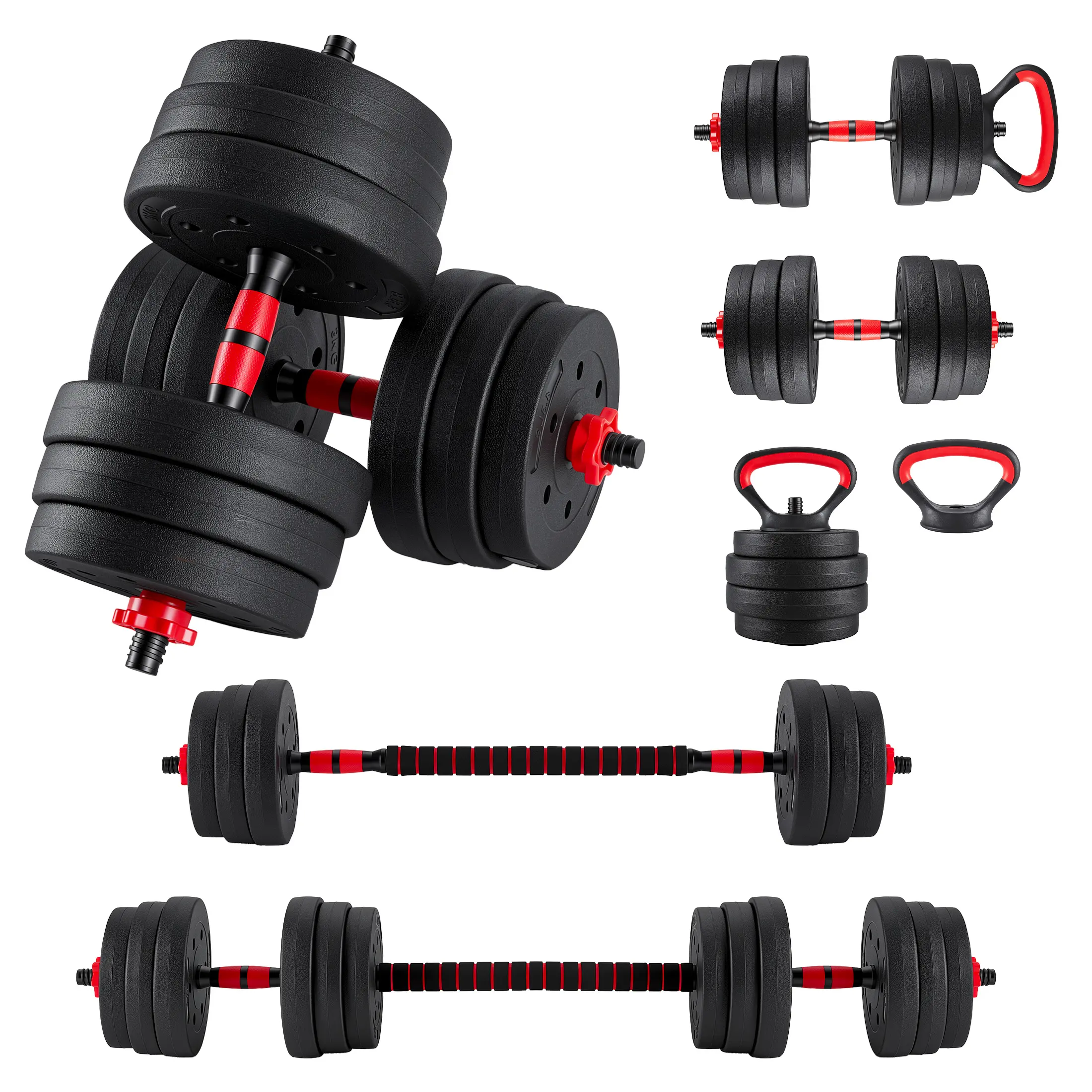 Adjustable Dumbbell Set, 20/40/60 Lbs Free Weights with Upgraded Nut, 5-in-1 Weight Set Can Be Used as Kettlebells, Barbell & Push-up Stand, Home Gym Fitness Equipment for Men Women