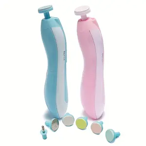 Electric Baby Nail Trimmer, Safe Baby Nail Clipper and File Set, Includes 5 Replacement Heads, Trimming and Polishing Beauty Set, Suitable for newborns, infants, toddlers, or adult toenail care. Requires 2 AA batteries (not included), Nail Clippers