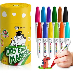 Dry Erase Markers for Kids, Small 12 Colored Non-Toxic Fine Tip Whiteboard Markers, Low-Odor Whiteboard Markers Set for Classroom, Home & School Art Supplies (12 Pack)