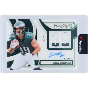 Will Shipley Philadelphia Eagles Autographed 2024 Panini Immaculate Collection Emerald Immaculate Numbers Rookie Patch 2 Color Relic #NRPA-WSY #15/18 Rookie Card - Fanatics Authentic Certified