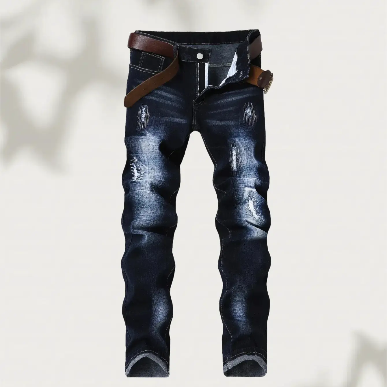 One-piece men's jeans, men's street jeans, men's jeans stretch ripped embroidered denim pants slim fit dark blue distressed men's pants, suitable for all seasons jeans Men's Ripped Zipper Skinny Jeans pocket denim jean Men's Regular Fit Ripped Jeans flex