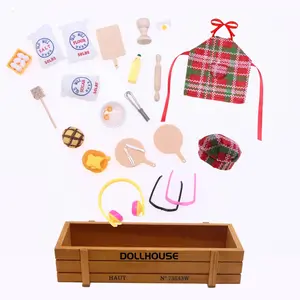 1:12 Dollhouse Accessories Set Chef Hat Apron Kitchen Baking Theme 30pcs Miniature Food Play Scene Props Ornaments for Dollhouse Lovers