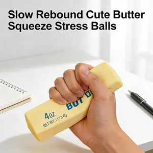 Slow Rising Butter Squishy Soft Foam Squeeze Ball Cute Realistic Food Design Stress Relief Fidget Tool Portable Relaxing Gadget for Office Work Study Home Travel and Daily Relaxation