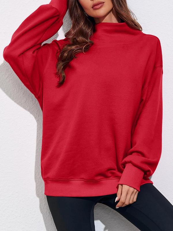 FISOEW Women's Oversized Turtleneck Sweatshirt Long Sleeve Pullover Casual Tops Womenswear Hoodie FallFreshness TikTokShopBlackFriday TikTokShopCyberMonday Grey Cute