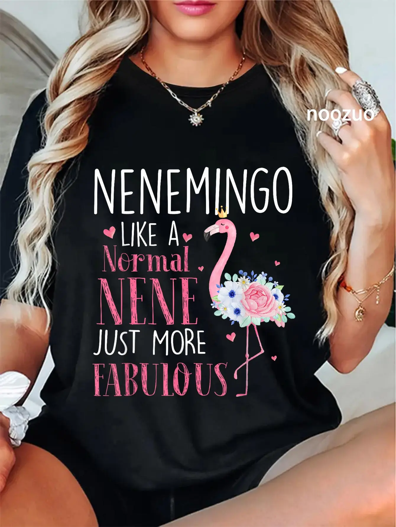 100% Cotton Flamingo Nenemingo like a normal Nene Gifts Funny Grandma T-Shirt