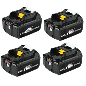 4 Packs Battries, 6.0ah Replacement Battery for Makita 18v Battery, Compatible with Makita 18-Volt Lithium Battery Bl1860b, Bl1860, Bl1850, Bl1850b, Bl1840, Bl1830, Suitable For Makita 18v Battery Charger.