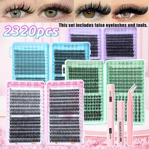 2320pcs False Eyelashes, Individual Lash Extensions, Mixed Natural D-Curl, DIY Fake Lashes, DIY Eyelash Cluster, 8-16mm, Non-Toxic, Ideal for Daily Use, Parties, Travel, Gifts