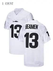 Men's Willie Beamen #13 Print V Neck Football Jersey, Loose Casual Breathable Football Top for Outdoor Sports, Men's Sportswear for All Seasons, Jersey Shirts