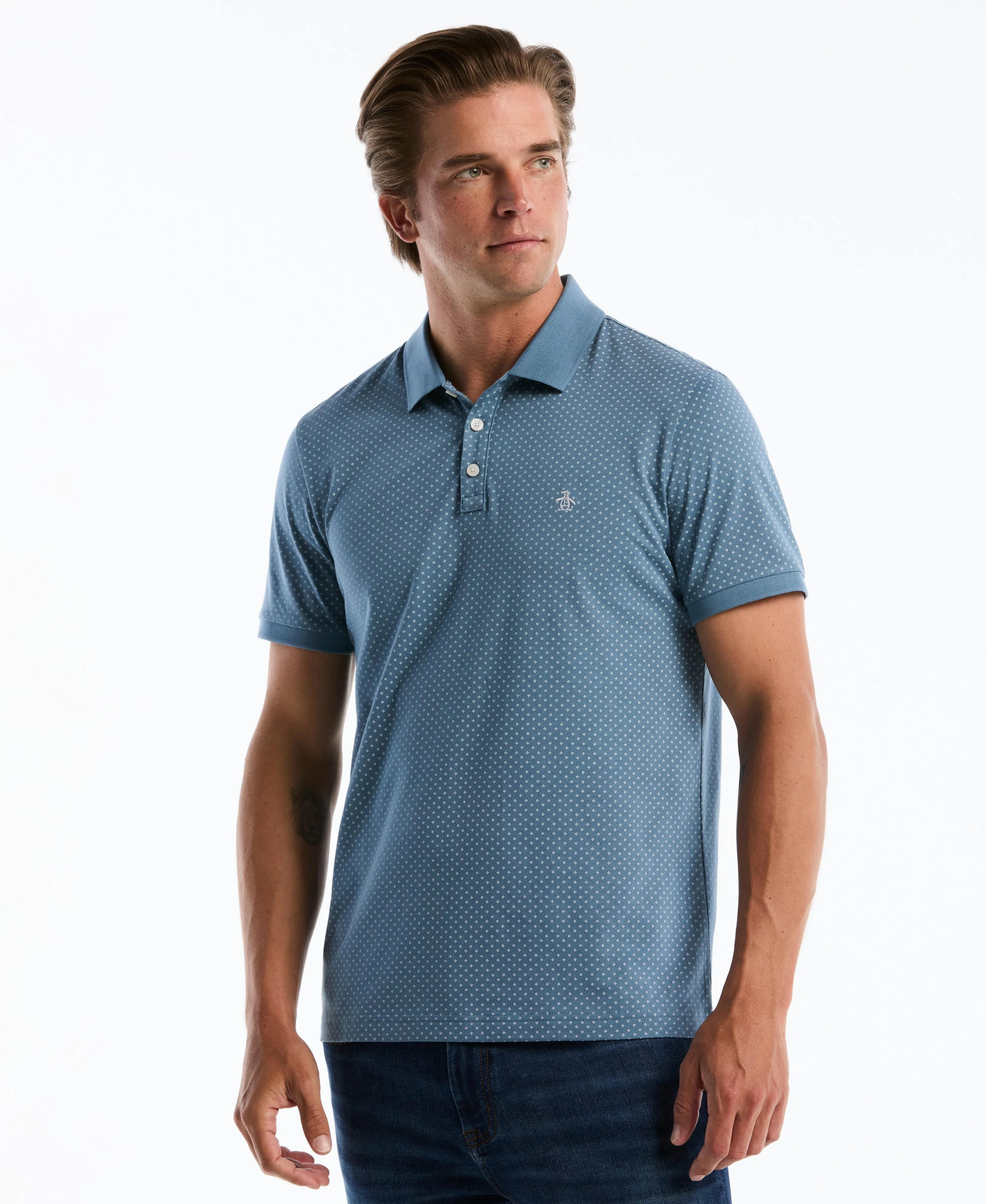 All-Over Diamond Ditsy Print Polo